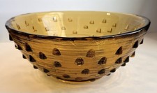 VTG Blenko #925 Amber Art Glass Studded Bowl /Brutalist Style, By Hank Adams picture
