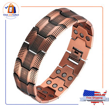 Men's Copper Bracelet,3X Strength 99.99% Copper Magnetic Adjustable Length picture