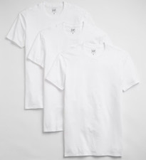 GAP Shirt Mens Medium White Cotton Crew Shirt 3 Pack Classic Crewneck $45 MSRP picture