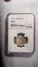 1910 Great Britain One Shilling NGC AU58 SILVER 1S Coin PRICED TO SELL picture