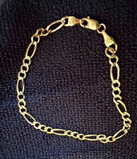 Vintage 10K Yellow Gold Figaro Chain Bracelet 8