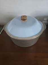 Vintage 4 Quart Aluminum Dutch Oven Casserole Pot With Blue Lid picture