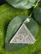 1Ct Lab Created Diamond Pyramid Egyptian Unisex Pendant 14K White Gold Plated picture