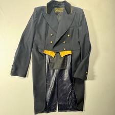 VTG Borso d’Este Italy Navy Wool Dressage Shadbelly Sz 37R Leather Lined  Tails picture
