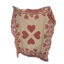 Vintage Pink Tapestry Throw Blanket | Hearts & Snails | 50