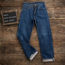 Edwin 505X Selvedge Jeans Mens 30x34 Made in Japan Indigo Straight Leg Denim picture