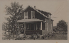 SMALL TWO STORY HOUSE WITH PORCH EXTERIOR REAL PHOTO POSTCARD 1910s RPPC picture