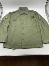 Vintage U.S. Army OG-107 OD Green Fatigue Shirt/Jacket w/ Patches Vietnam War picture