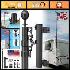 Heavy Duty RV Flag Pole with Holder & Ladder Mount - Two Flag Kit for Campers picture