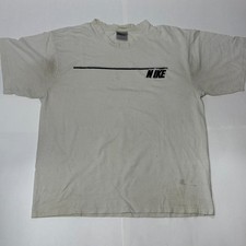 Vintage Y2K Beige Nike Men's Striped Tee Short Sleeve picture