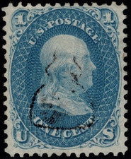 US #63 - Fancy Cancel - Colinsville, CT 