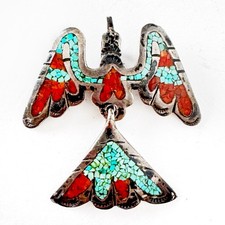 Vintage Juan Singer Navajo Sterling Peyotebird Pendant JTS JS picture