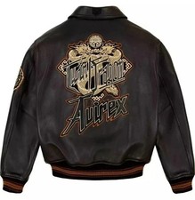 Men's Avirex Dragon Leather Jacket  Edition Aviator Bomber Style - All size picture