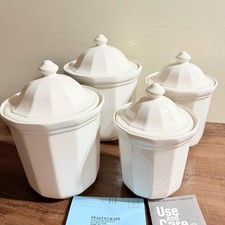 VTG 80s Pfaltzgraff Heritage White 4 Piece Canister Set NOS Original Box Unused picture