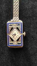 1920s Elgin Lady Watch, blue enamel, diamonds, 14kt gold-filled case, serviced picture