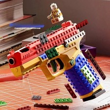 Building Block Pistol Shell Ejecting Continuous Firing Soft Bullet Toy Gun Gift picture