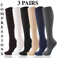 (3 Pairs) S-4XL Ozer Compression Socks Stocking Knee High Graduated Mens Womens picture