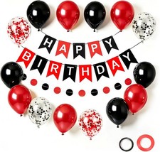 Circle Dots Garland for Women Men, Balloons, Red and Black Birthday Decorations picture