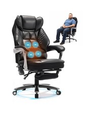 600LBS Big and Tall Office Chair with Massage and Heat, 23.5