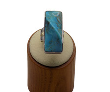 Mine Finds Jay King Turquoise Ring Sterling Silver Elongated Wave Size 8 picture