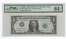 $1 1963B - FRN - fr. 1902-B - BG block - PMG 64 EPQ picture
