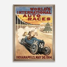 Vintage 1914 Indy 500 Poster Historic Auto Racing Wall Art Retro Speedway Print picture