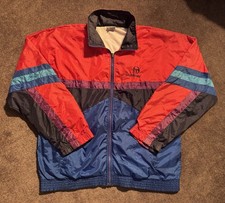 VTG Sergio Tacchini Colorblock Track Jacket Sz 40 S-M Red Blue Retro Windbreaker picture