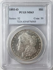 1893-O $1 PCGS MS63 Morgan Silver Dollar Old Series Holder 06576503 picture