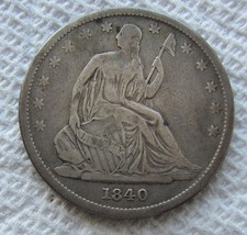 1840 Seated Liberty Silver Half Dollar Early Rare Key Date Philadelphia Fine VF picture