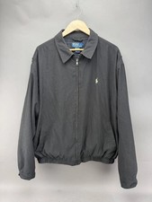 VTG Polo Ralph Lauren Jacket Mens 2XL Black Harrington Windbreaker Pony Logo picture