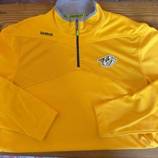 Nashville Predators Pullover Men’s XL Yellow 1/4 Zip Jacket Reebok Center Ice picture