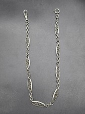 Antique Art Deco Silver Tone Pocket Watch Chain France c1930s picture