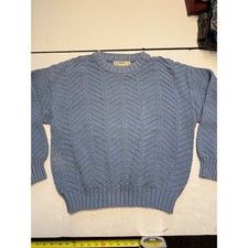 Vintage LL Bean Chevron Knit Crewneck Sweater Blue Made in USA Large picture