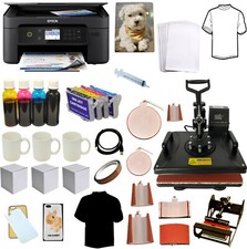 8in1 Combo Heat Press Wireles Epson Printer Sublimation Ink Tshirts Mug Bundle picture