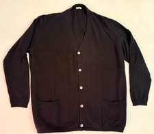 Malo 100% Cashmere Men's Black Cardigan Sweater SZ 56/XXL picture