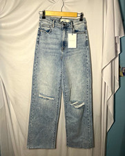 VICI Women's Straight Blue Denim Jeans Light Wash High Rise Distressed Stretch picture