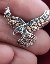 VTG Sterling & 12k Black Hills Gold Eagle Designed Scarf Tie Collar Tack Pin  picture
