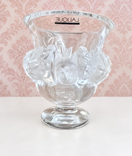 Lalique France Dampierre Crystal Vase 12230 Signed Etched Frosted Birds MINT picture