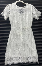 MSLG Womens Elegant Round Neck Short Dress Wedding Floral Lace Cocktail Size S picture