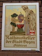 Original 1920 Rathauskeller der Stadt Bozen Sudtirol Wine Caller Poster by Stolz picture