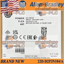 NEW AB 22D-D2P3N104 PowerFlex 40P- 0.75 kW (1 HP) AC Drive-Same Day Ship picture