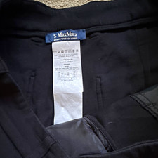 S Max Mara Women's Black Wide-Leg Wool Twill Dress Pants w/ Pockets Size L picture