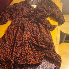 Ava & Viv Brown/Black Animal Print Wrap Long Sleeve Long Dress Plus Size 4X picture