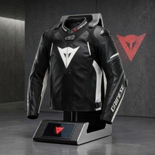 Dainese Avro 4 Leather Motorcycle Jacket Black White Cowhide Riding Jacket picture