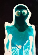 Tonito Original Painting.Incredible Organic art.VERY green figure.Quirky Bioart picture