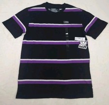 Neff Sorenson Black Purple Striped Short Sleeve T-Shirt Men's Size Medium picture