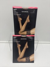 2 Pair George Medium Tall & Plus Nude Style # 1807 Pantyhose Thigh High Lace Top picture