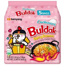 Samyang Buldak Carbonara Spicy Chicken Instant Ramen Noodles, 5 Pack, 4.58 oz Ba picture