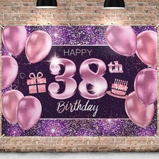 Happy 38th Birthday Banner Backdrop - 38 Birthday Party Decorations Supplies ... picture