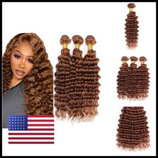 Leruikair Human Hair Bundles 22 24 26 Inch Deep Wave Chocolate Brown 30 picture